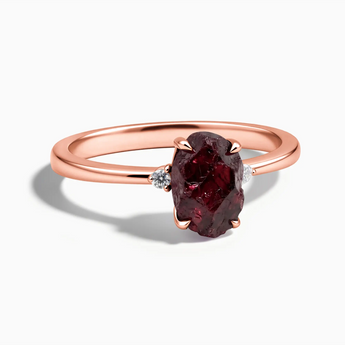 18KT Rose Gold Vermeil Irregular Garnet Ring - Raw Aura Front View