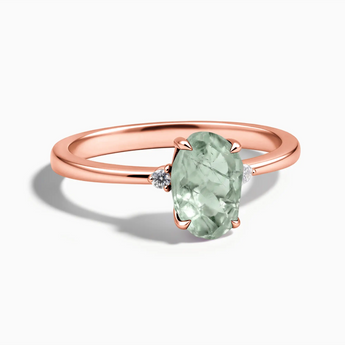 18KT Rose Gold Vermeil Irregular Green Amethyst Ring - Raw Aura Front View