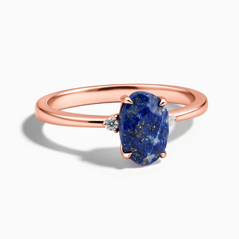18KT Rose Gold Vermeil Irregular Lapis Lazuli Ring - Raw Aura Front View