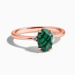 18KT Rose Gold Vermeil Irregular Malachite Ring - Raw Aura Front View