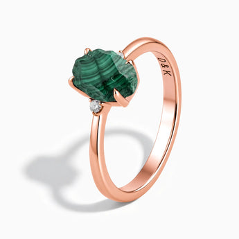 18KT Rose Gold Vermeil Irregular Malachite Ring - Raw Aura Side View