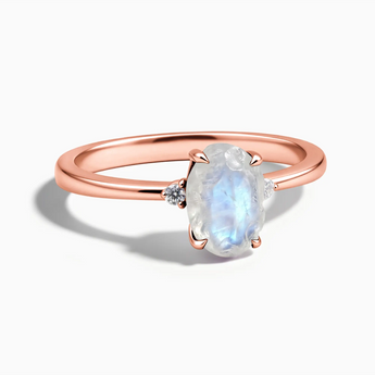 18KT Rose Gold Vermeil Irregular Moonstone Ring - Raw Aura Front View