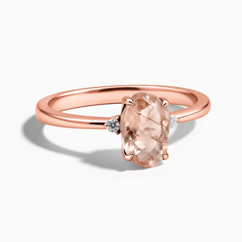 18KT Rose Gold Vermeil Irregular Morganite Ring - Raw Aura Front View