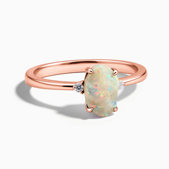 18KT Rose Gold Vermeil Irregular Opal Ring - Raw Aura Front View