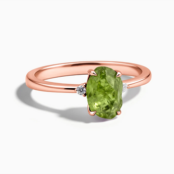 18KT Rose Gold Vermeil Irregular Peridot Ring - Raw Aura Front View