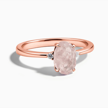 18KT Rose Gold Vermeil Irregular Rose Quartz Ring - Raw Aura Front View