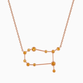 18KT Rose Gold Vermeil Leo Zodiac Constellation Necklace - Citrine Front View