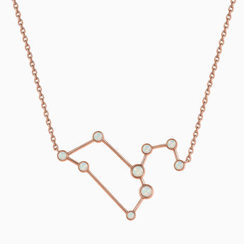 18KT Rose Gold Vermeil Leo Zodiac Constellation Necklace - Opal Front View