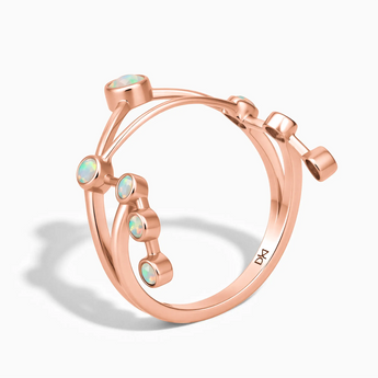 18KT Rose Gold Vermeil Libra Zodiac Constellation Ring - Opal Side View