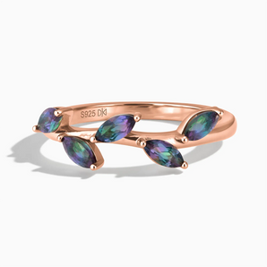 18KT Rose Gold Vermeil Marquise Alexandrite Leaf Ring - Secret Garden Front View