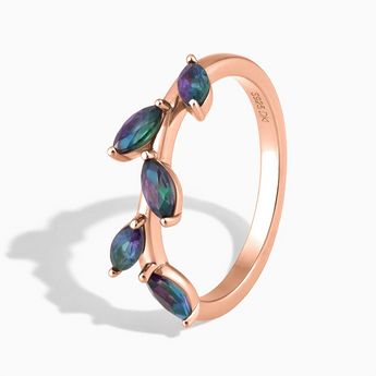 18KT Rose Gold Vermeil Marquise Alexandrite Leaf Ring - Secret Garden Side View