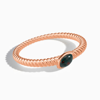 18KT Rose Gold Vermeil Marquise Bloodstone Twisted Ring - Spiral Spectrum Front View