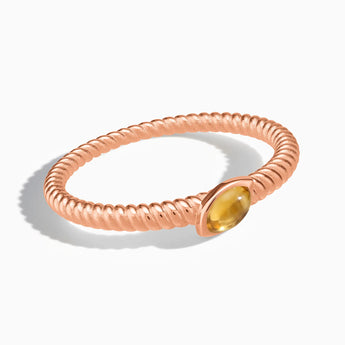 18KT Rose Gold Vermeil Marquise Citrine Twisted Ring - Spiral Spectrum Front View