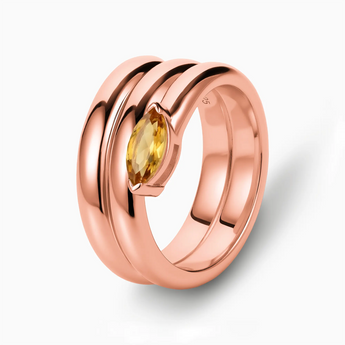 18KT Rose Gold Vermeil Marquise Citrine Wrap Ring - Eye of Light Side Profile View