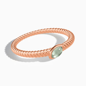 18KT Rose Gold Vermeil Marquise Green Amethyst Twisted Ring - Spiral Spectrum Front View
