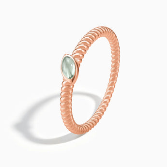 18KT Rose Gold Vermeil Marquise Green Amethyst Twisted Ring - Spiral Spectrum Side View