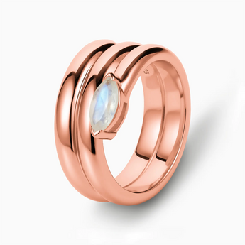 18KT Rose Gold Vermeil Marquise Moonstone Wrap Ring - Eye of Light Side Profile View