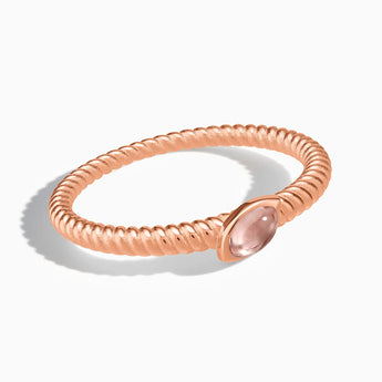 18KT Rose Gold Vermeil Marquise Morganite Twisted Ring - Spiral Spectrum Front View