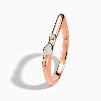 18KT Rose Gold Vermeil Marquise Opal Puzzle Stacking Ring - Minimal Glow Side View