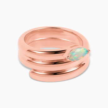 18KT Rose Gold Vermeil Marquise Opal Wrap Ring - Eye of Light Hero Angle View