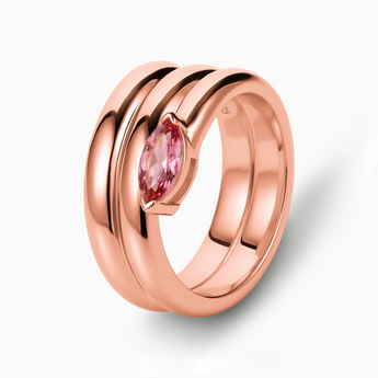 18KT Rose Gold Vermeil Marquise Pink Tourmaline Wrap Ring - Eye of Light Side Profile View