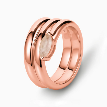 18KT Rose Gold Vermeil Marquise Rose Quartz Wrap Ring - Eye of Light Side Profile View
