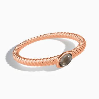 18KT Rose Gold Vermeil Marquise Smoky Quartz Twisted Ring - Spiral Spectrum Front View