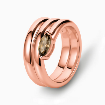 18KT Rose Gold Vermeil Marquise Smoky Quartz Wrap Ring - Eye of Light Side Profile View