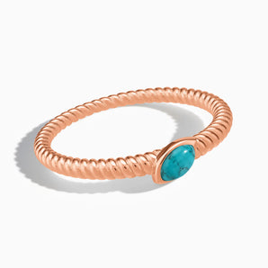 18KT Rose Gold Vermeil Marquise Turquoise Twisted Ring - Spiral Spectrum Front View