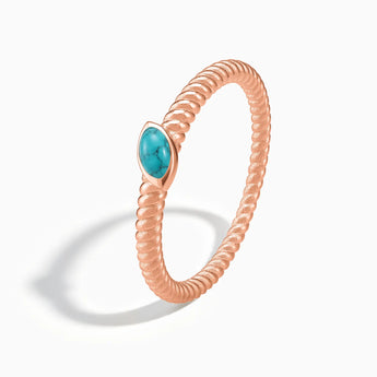 18KT Rose Gold Vermeil Marquise Turquoise Twisted Ring - Spiral Spectrum Side View