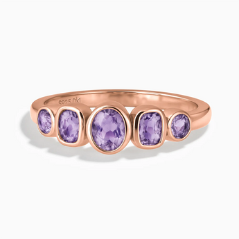 18KT Rose Gold Vermeil Mixed-Cut Amethyst Graduated Ring - Pebble Glow Front View