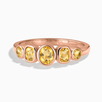 18KT Rose Gold Vermeil Mixed-Cut Citrine Graduated Ring - Pebble Glow Front View