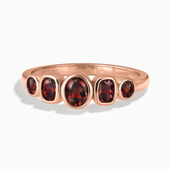 18KT Rose Gold Vermeil Mixed-Cut Garnet Graduated Ring - Pebble Glow Front View