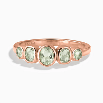 18KT Rose Gold Vermeil Mixed-Cut Green Amethyst Graduated Ring - Pebble Glow Front View