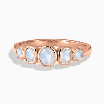 18KT Rose Gold Vermeil Mixed-Cut Moonstone Graduated Ring - Pebble Glow Front View