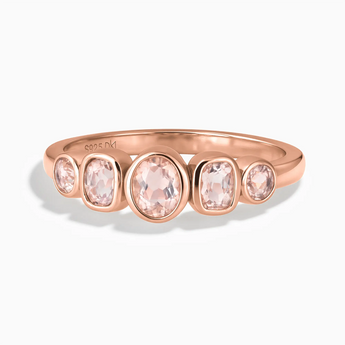 18KT Rose Gold Vermeil Mixed-Cut Morganite Graduated Ring - Pebble Glow Front View