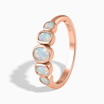 18KT Rose Gold Vermeil Mixed-Cut Opal Graduated Ring - Pebble Glow Side View