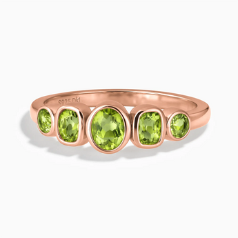 18KT Rose Gold Vermeil Mixed-Cut Peridot Graduated Ring - Pebble Glow Front View