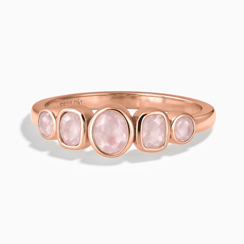 18KT Rose Gold Vermeil Mixed-Cut Rose Quartz Graduated Ring - Pebble Glow Front View