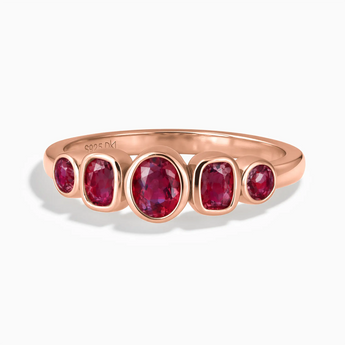 18KT Rose Gold Vermeil Mixed-Cut Ruby Graduated Ring - Pebble Glow Front View
