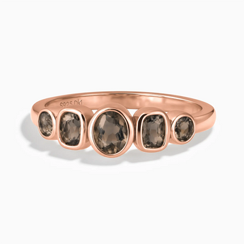 18KT Rose Gold Vermeil Mixed-Cut Smoky Quartz Graduated Ring - Pebble Glow Front View