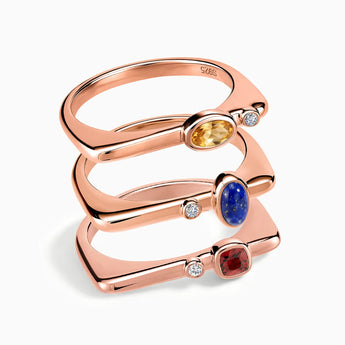 18KT Rose Gold Vermeil Modern Muse Stacking Ring Set - Celeste Stories Front View