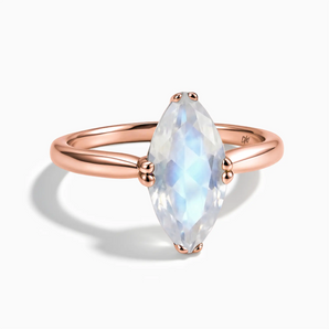 18KT Rose Gold Vermeil Moonstone Marquise Ring - Silent Glow Front View