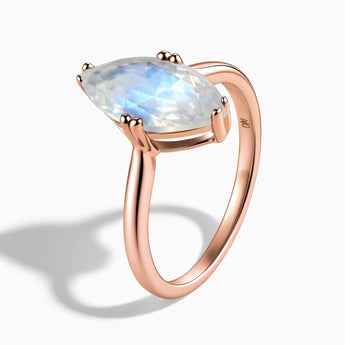 18KT Rose Gold Vermeil Moonstone Marquise Ring - Silent Glow Side View