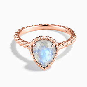 18KT Rose Gold Vermeil Moonstone Pear Ring - Still Light Front View