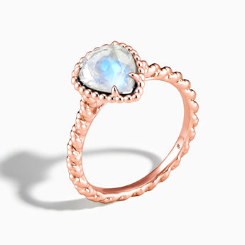 18KT Rose Gold Vermeil Moonstone Pear Ring - Still Light Side View