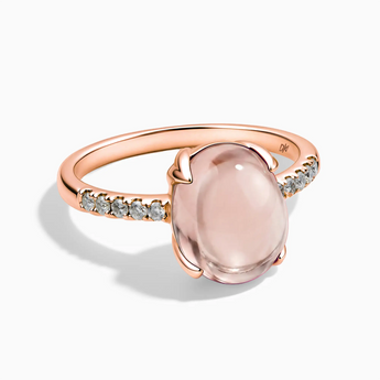 18KT Rose Gold Vermeil Morganite Cabochon Ring - Minimal Spiritual Front View