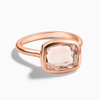 18KT Rose Gold Vermeil Morganite Cushion Ring - Pure Hush Front View
