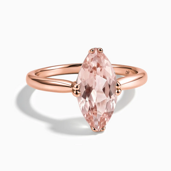 18KT Rose Gold Vermeil Morganite Marquise Ring - Silent Glow Front View