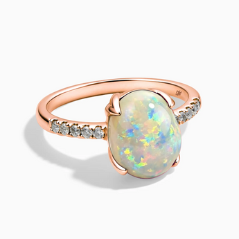 18KT Rose Gold Vermeil Opal Cabochon Ring - Minimal Spiritual Front View
